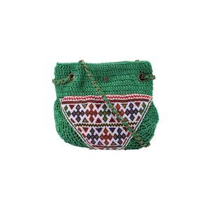 Elliot Mann Womens Textured Abstract Shoulder Bag Green Small